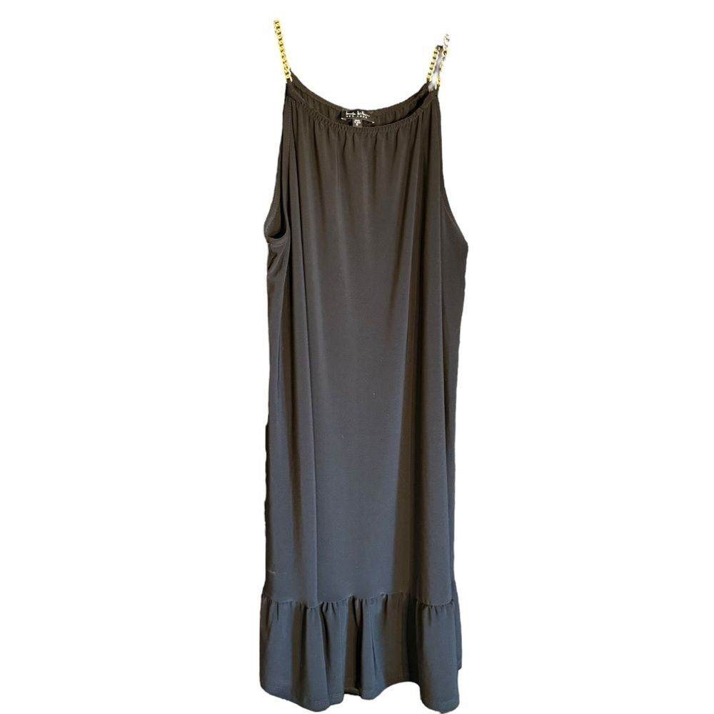 NWT Nicole Miller Black Dress w/ “Gold” Metal Straps Size Small